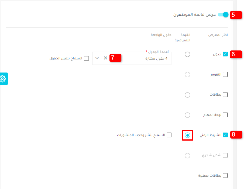عرض قائمة الاستقبالات